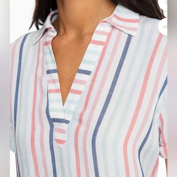SOUTHERN TIDE KAMRYN STRIPED SHIRT DRESS CLASSIC WHITE - Picture 2 of 9